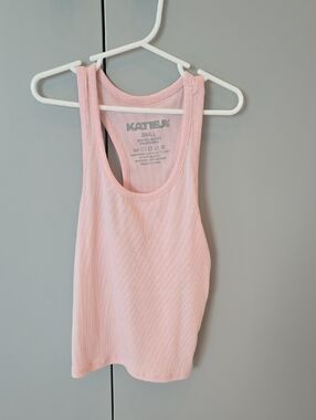 Katie J NYC Light Pink Ribbed Racerback Tank